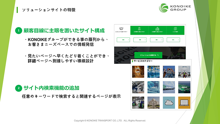 顧客目線に主眼を置いたサイト構成