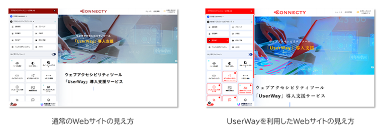 UserWay導入サイトの見え方のイメージ画像